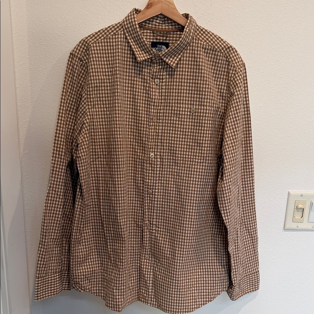 The North Face Brown Gingham Lightweight Shirt Jacket